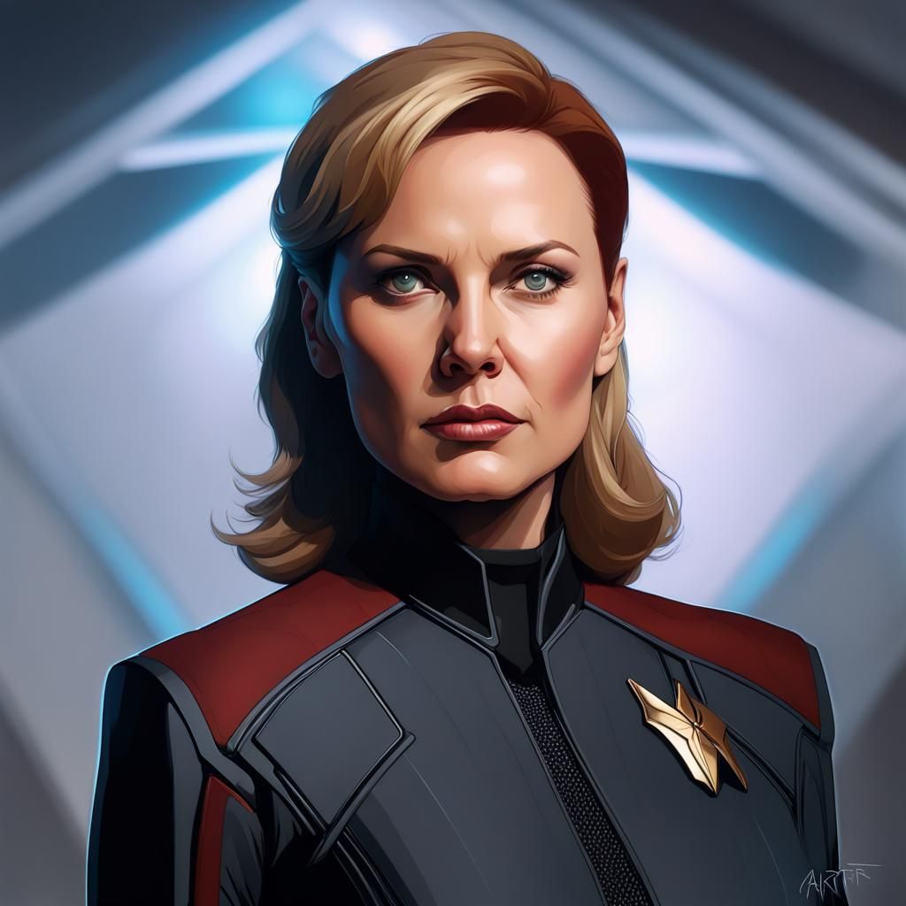 Elegant Starfleet Officer Portrait in Hyperrealism Style