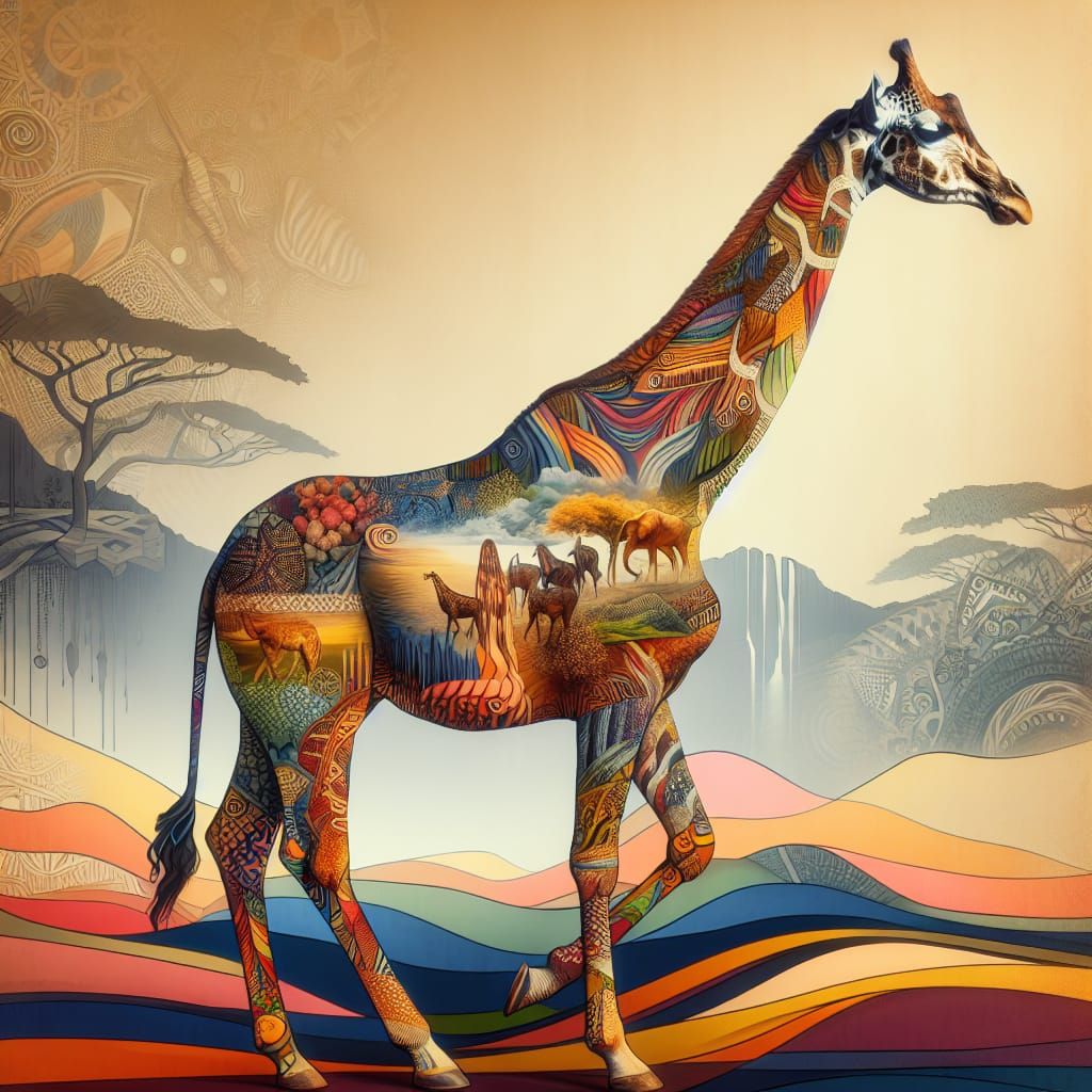 Surreal Giraffe Embodies African Cultural Heritage