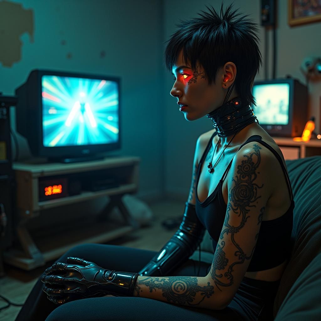 insane, modern, tech, interdimensional cable tv, fantasy, detailed, odd, plugged in