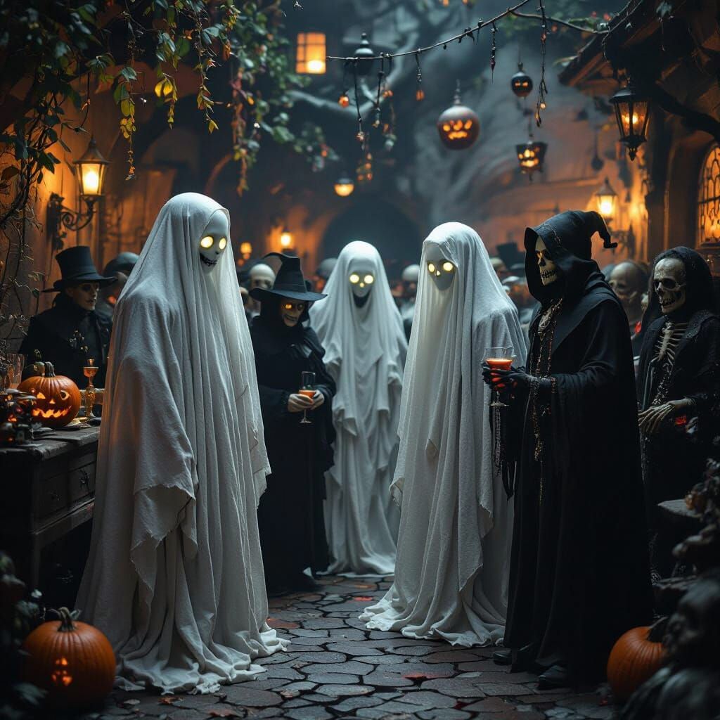 Haunted Halloween Party with Ghosts and Underworld Guests