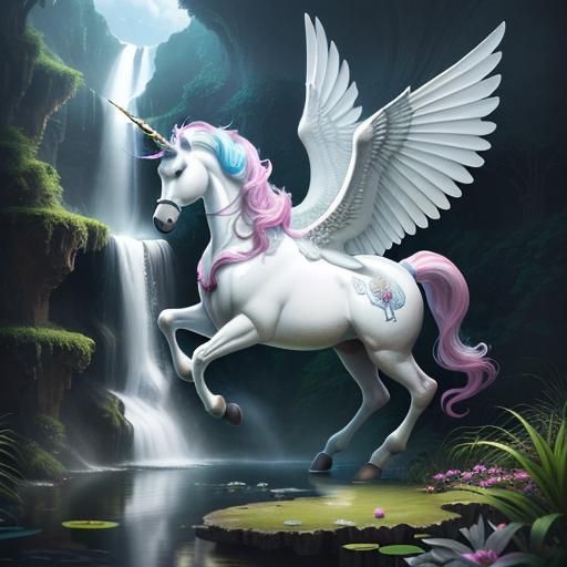 Unicorn-Pegasus in a Candy Garden: Hyperrealistic Digital Ar...