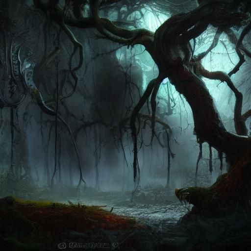 Dark Spider in Old Growth Fantasy Forest