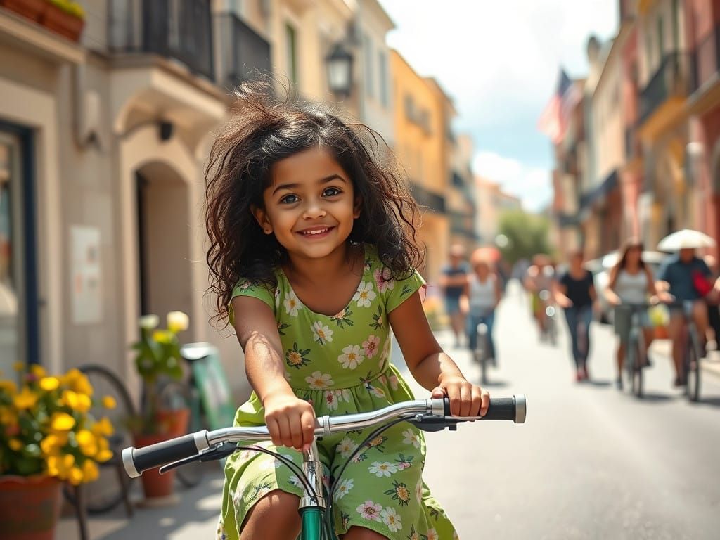 Surreal Spanish Street Scene in Vibrant Spring Colors