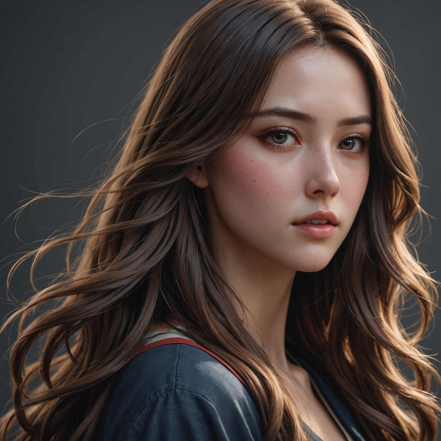 Hyperrealistic Portrait of Woman in Anime Style