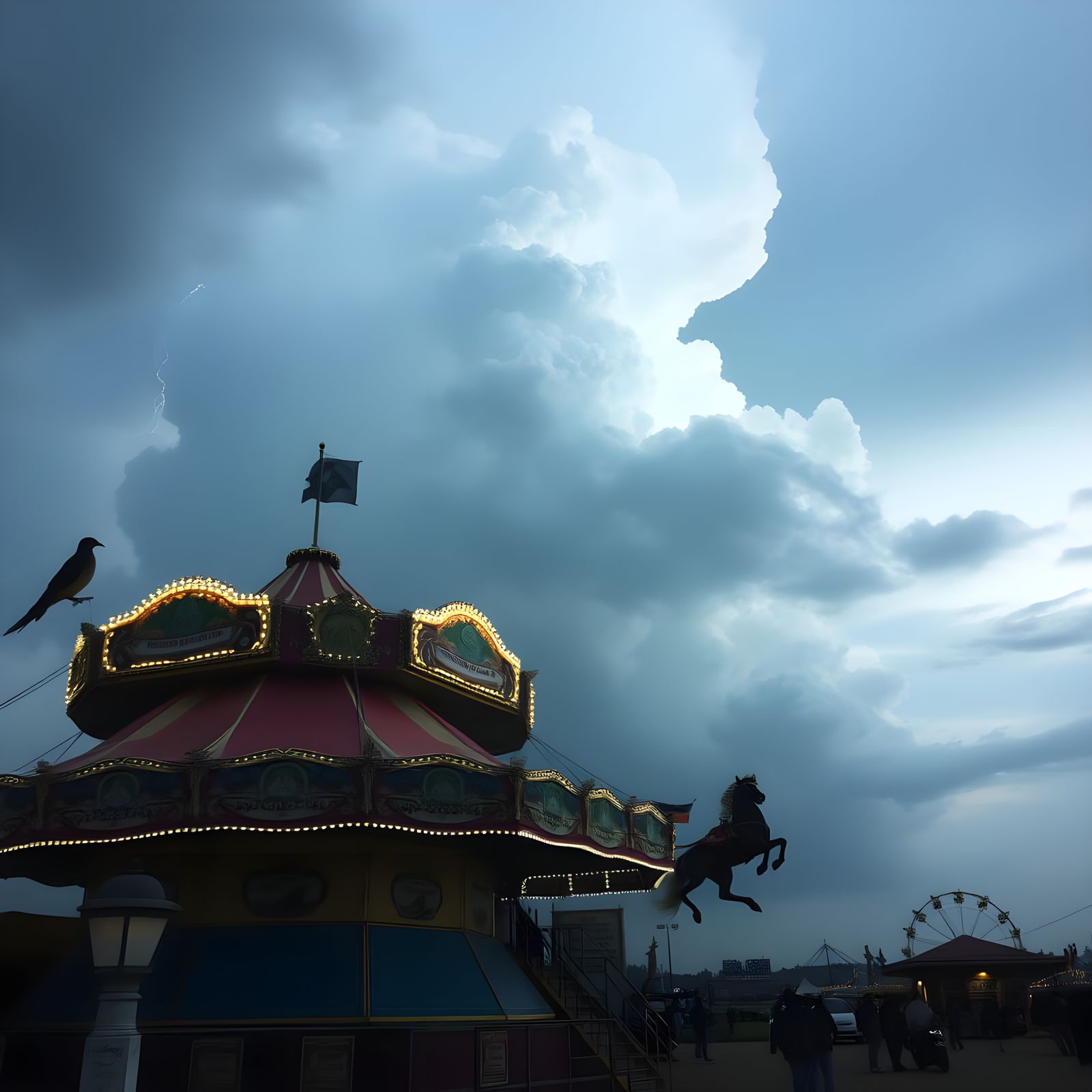 Giant Ghostly Cloud Rises Above a Stormy County Fair Sky