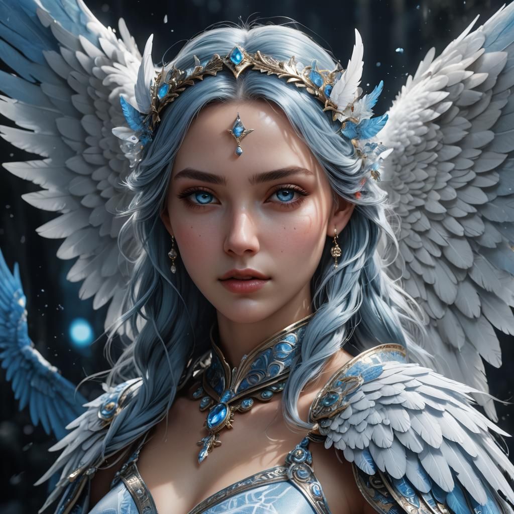 Icy Angel Portrait in Hyper-Detailed Style