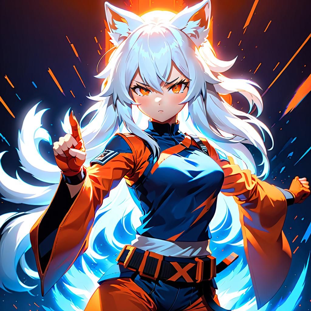 Kitsune Girl Martial Arts Master in Anime Style