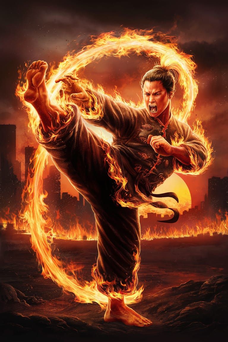 Fiery Kung-Fu Master Illustration