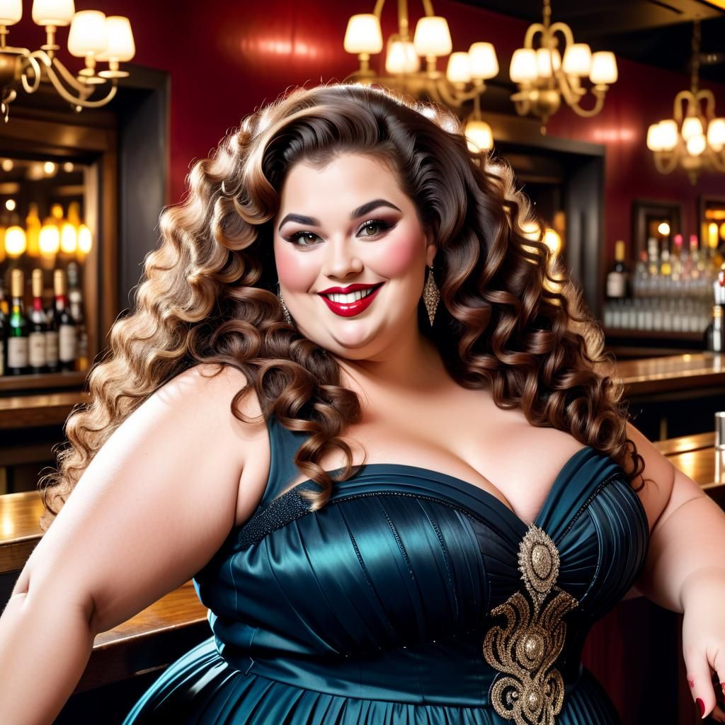 Curvaceous Opera Singer in Elaborate Bar