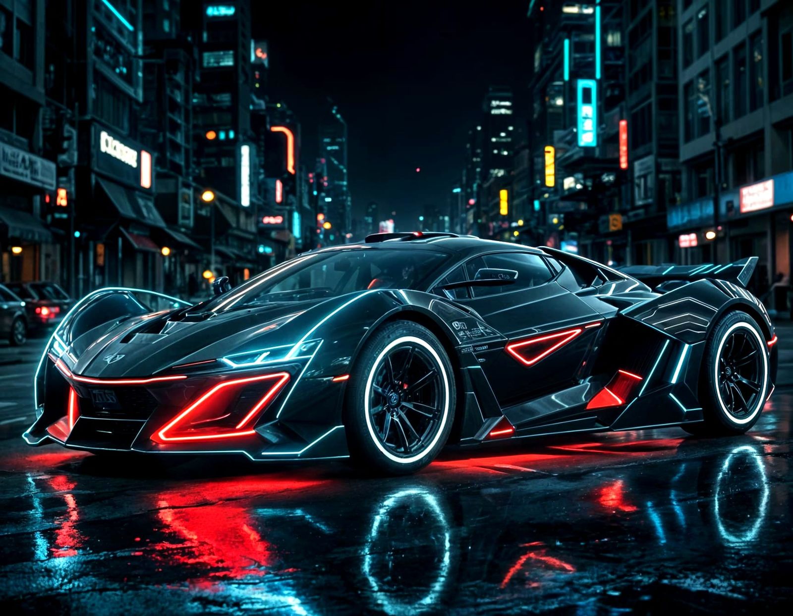 Tron-Inspired Supercar in Neon and Black Light