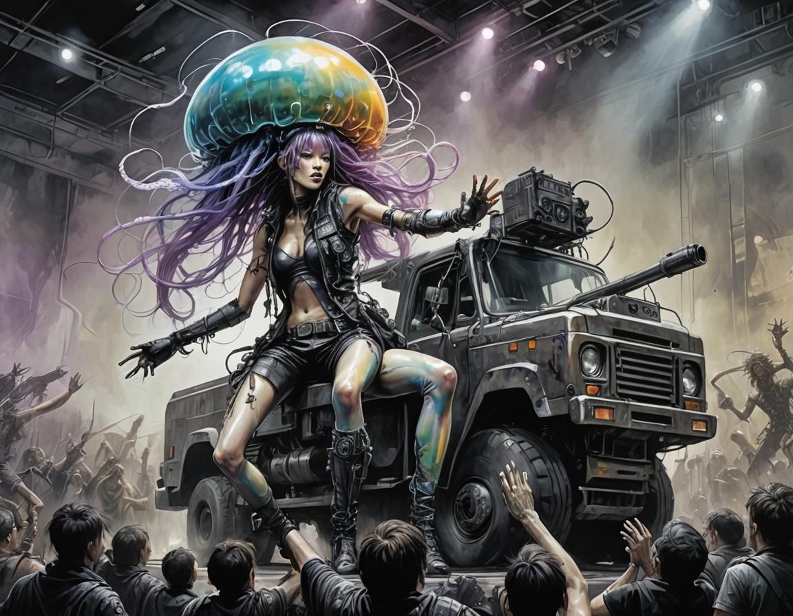 Biopunk Star Performing at Cyberpunk Concert