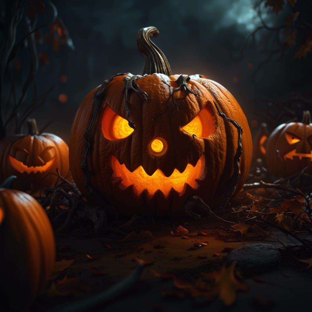 Spooky Ghost Halloween Pumpkin: Digital Matte Painting