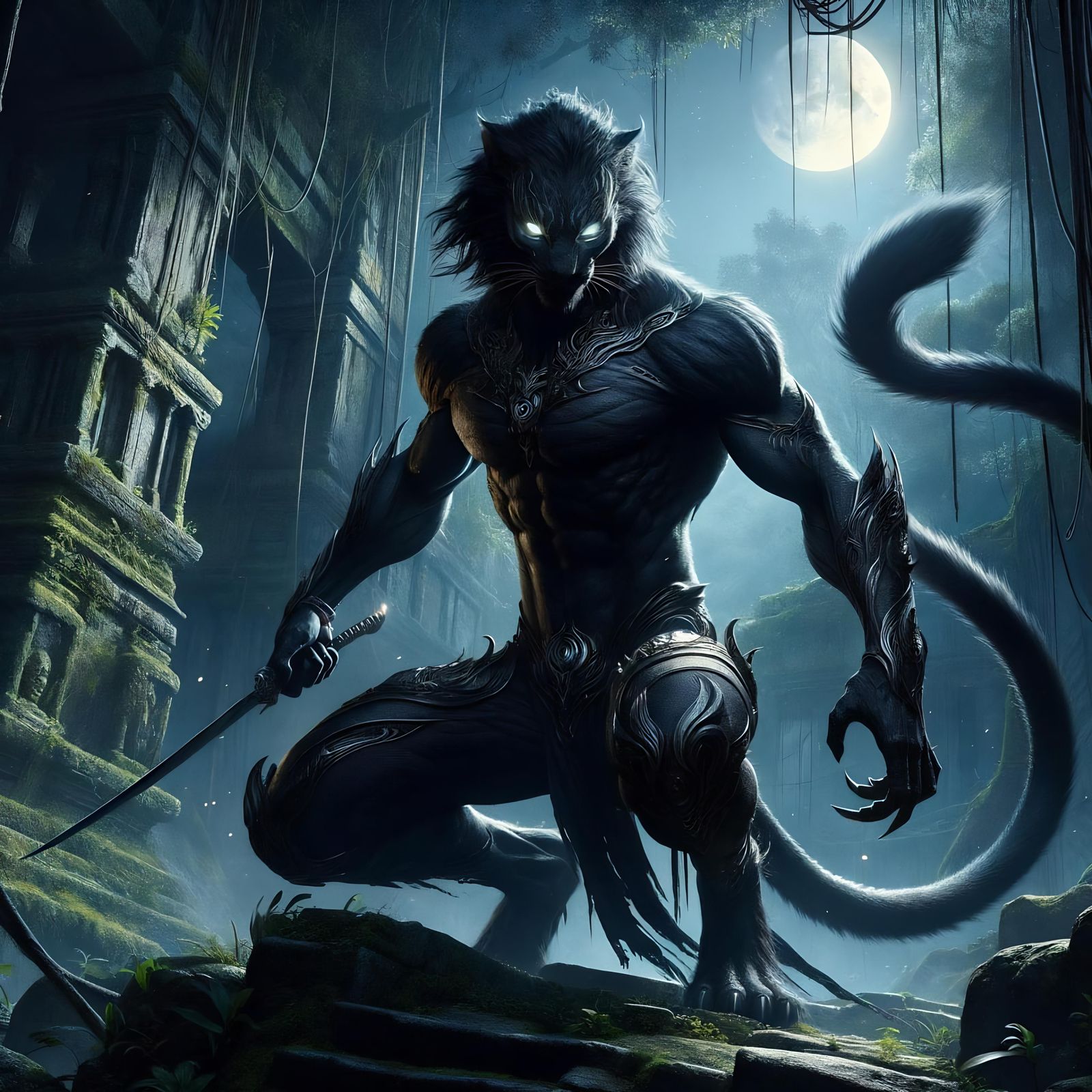 Naztharune Rakshasa in Moonlit Jungle Ruins