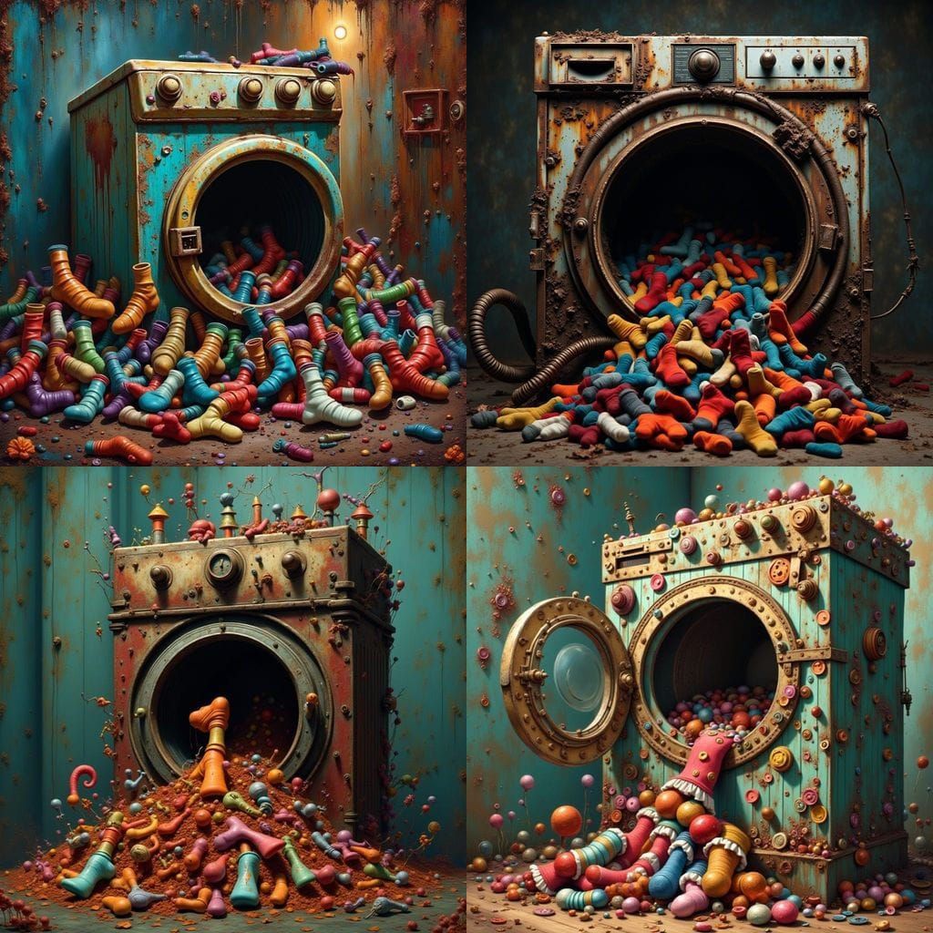 Dryer Consumes Mismatched Socks in Dark, Detailed Style