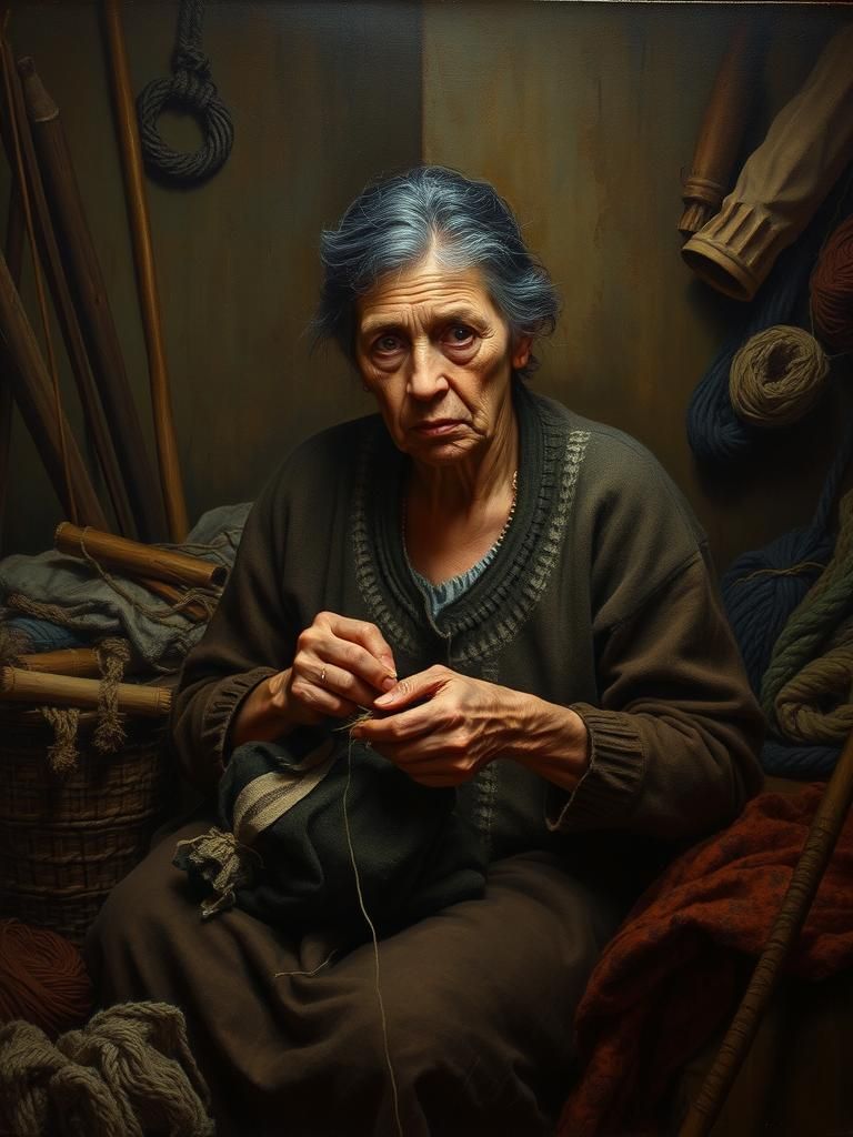 Needlewoman Portrait in the Style of Old Masters