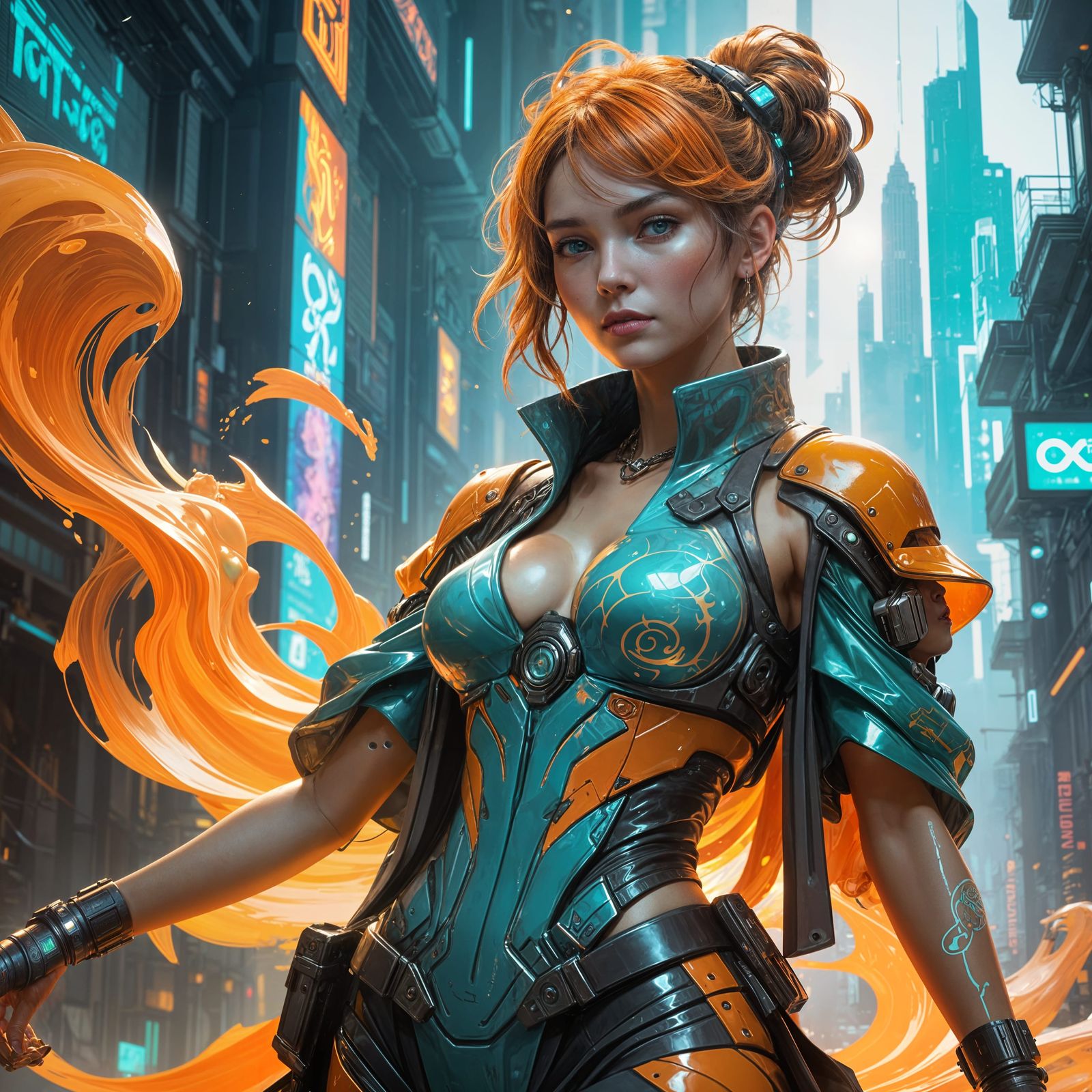 Cyberpunk Goddess in Triadic Hues