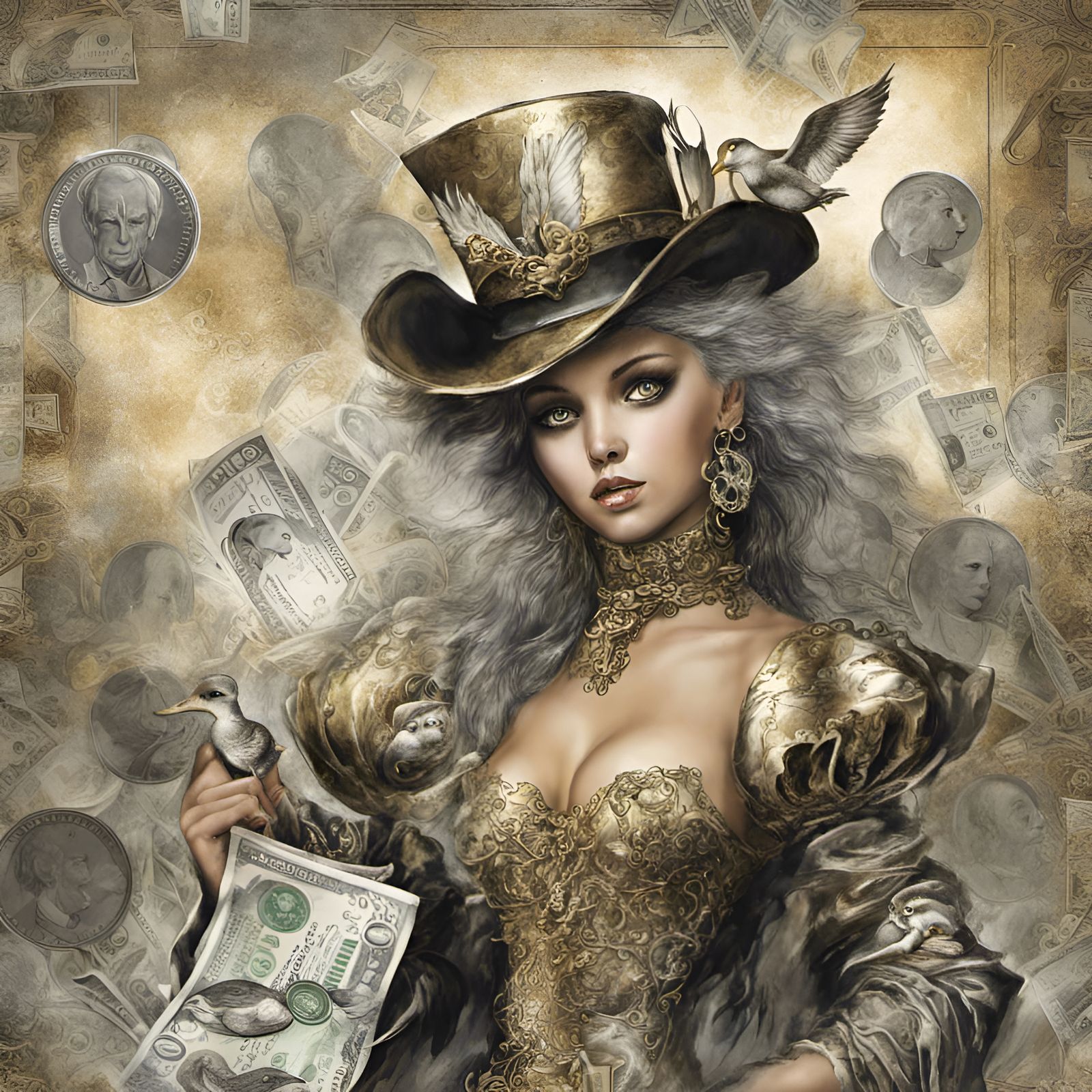 Scrooge McDuck in Dark Fantasy Style