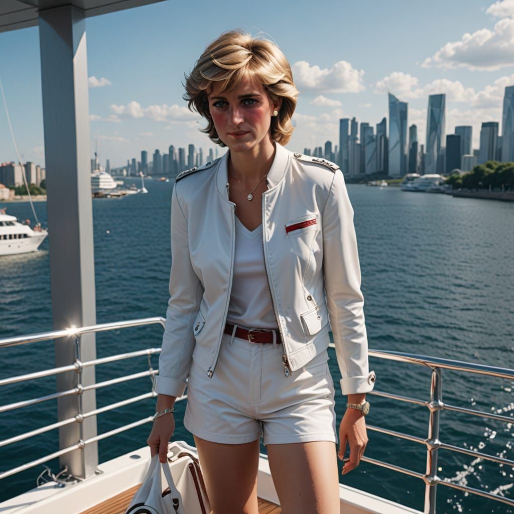 Anime Style Princess on Yacht in 3D