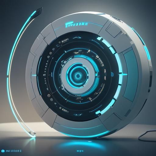 Futuristic Floating Device with Teal Lights in 8K