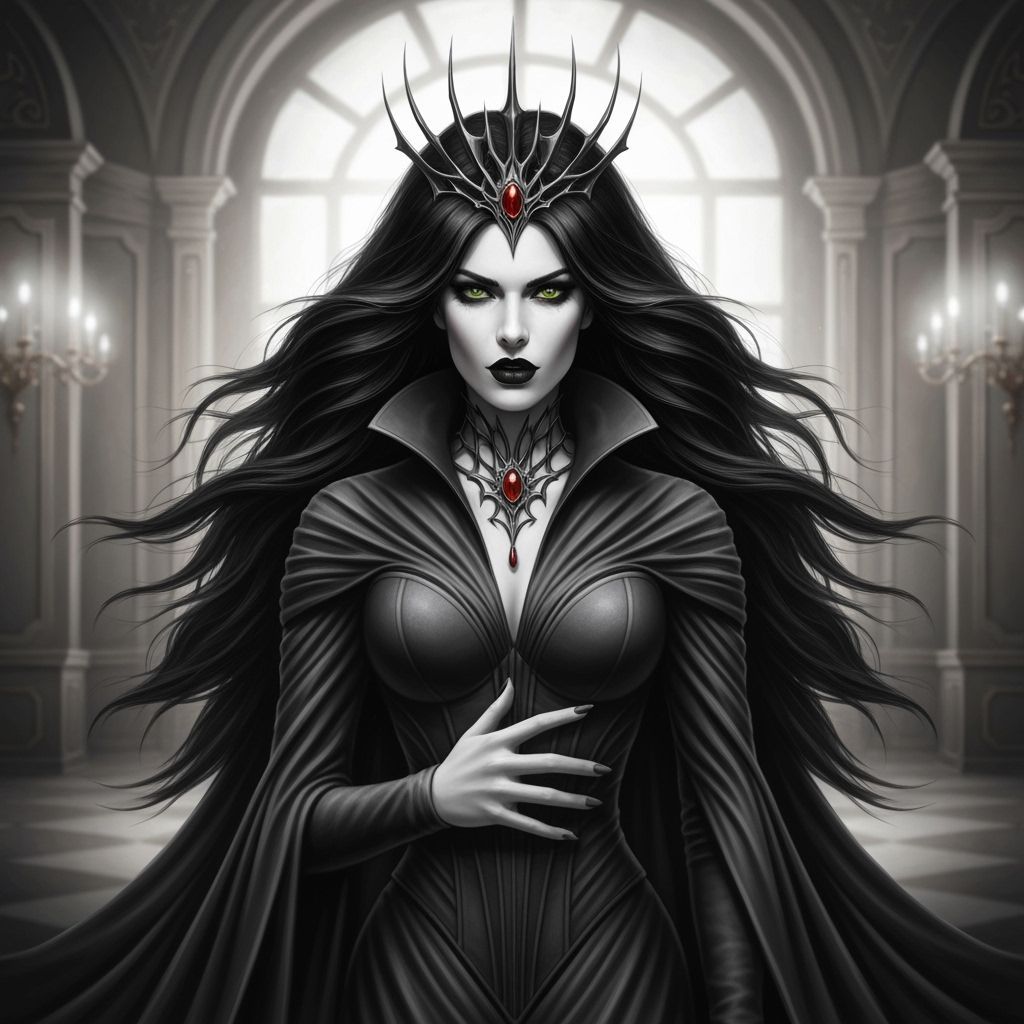 Gothic Vampire Queen in Dark Fantasy Airbrush Art