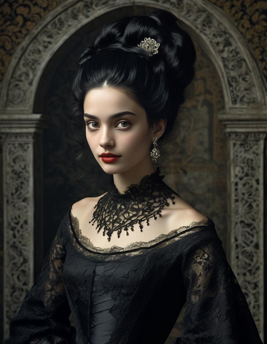 Surreal Spider Woman in Baroque Style