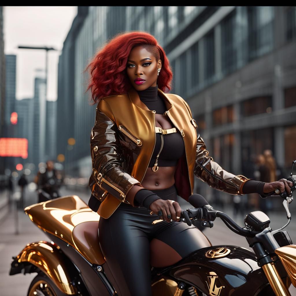 Futuristic Biker Girl in Cinematic Style