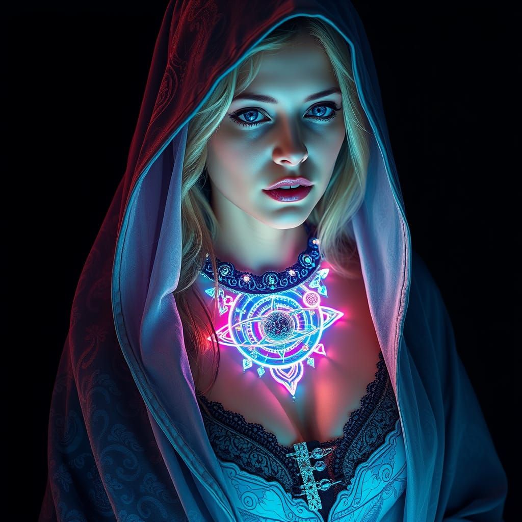 Celestial Witch Goddess in Iridescent Hues