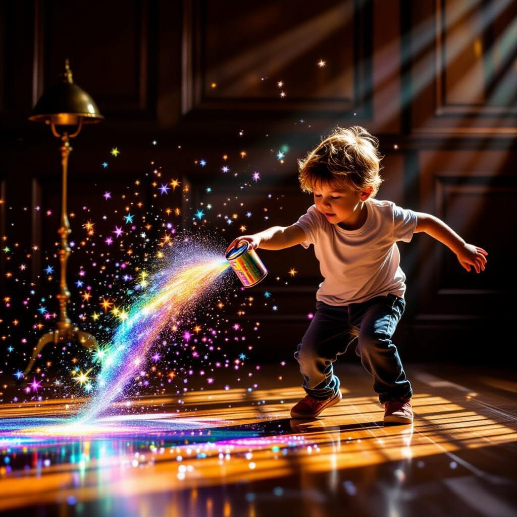 Boy Throws Can of Iridescent Starlight in Dramatic Photo