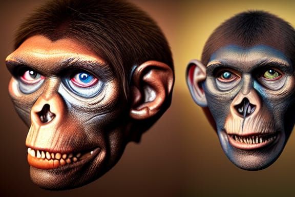 Homo Habilis Portrait in Biopunk Cel-Shaded Style
