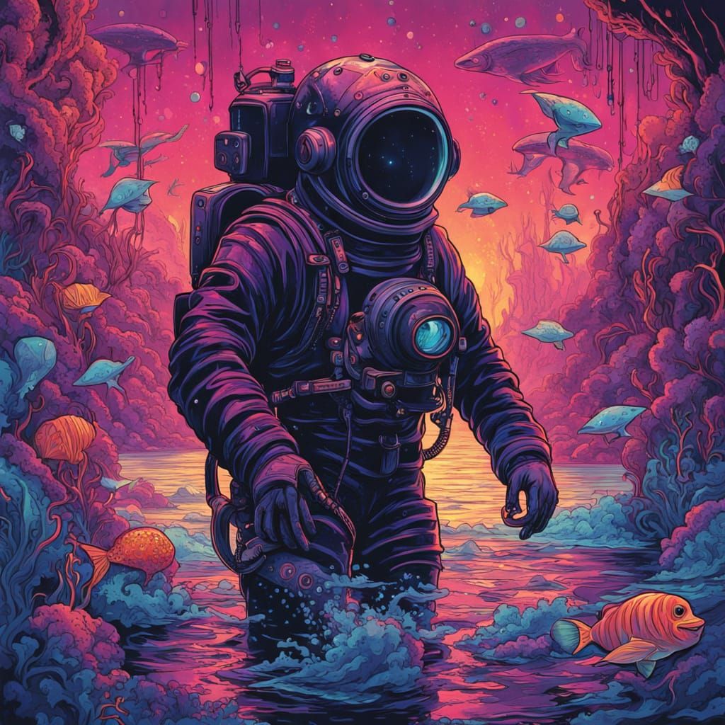 Deep Sea Diver in Neon Abyss