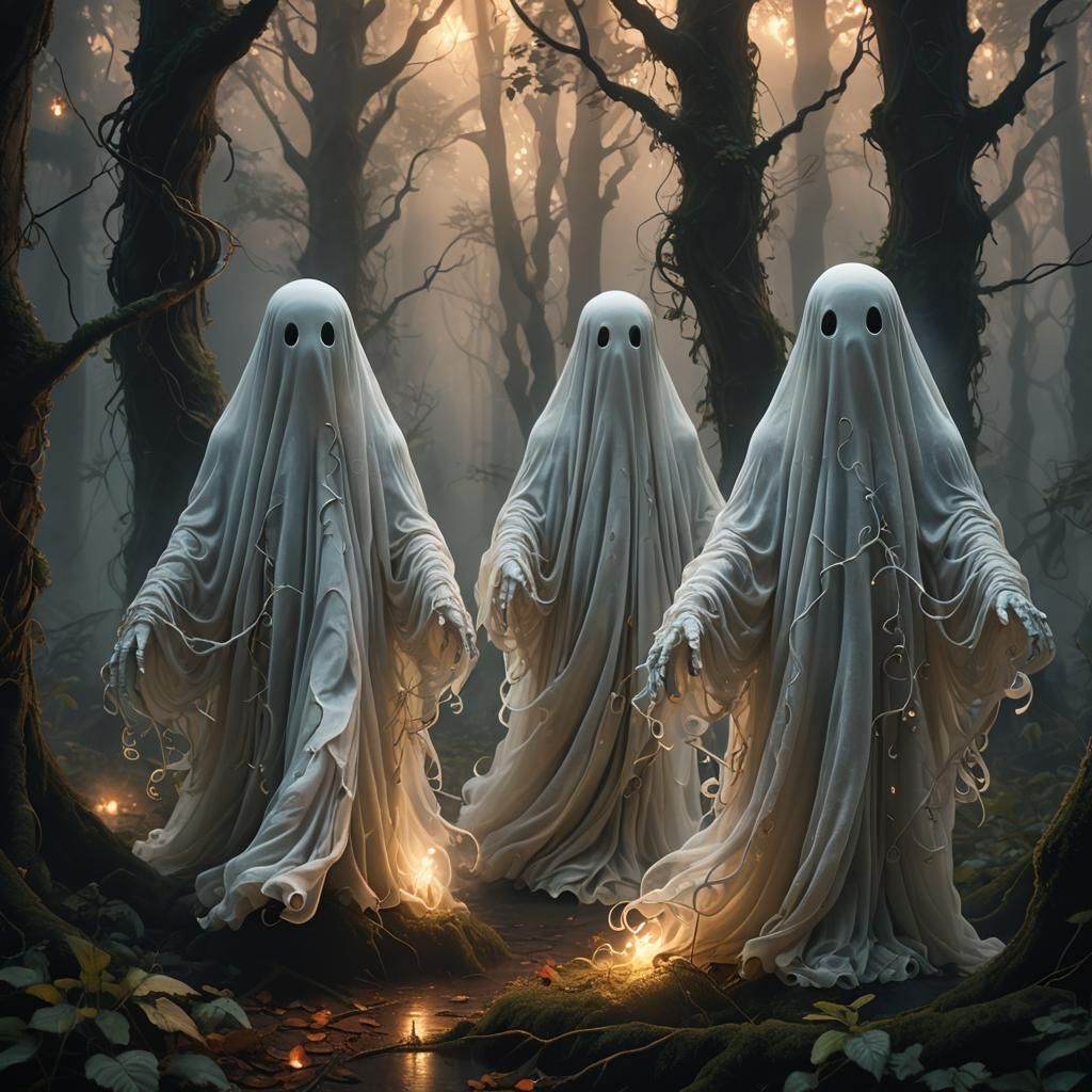 Eerie Forest Ghosts in Hyper-Realistic Digital Art