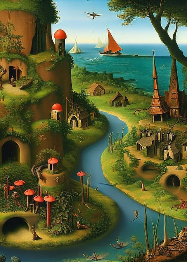 Post-Apocalyptic Landscape in Bosch and Brueghel Style