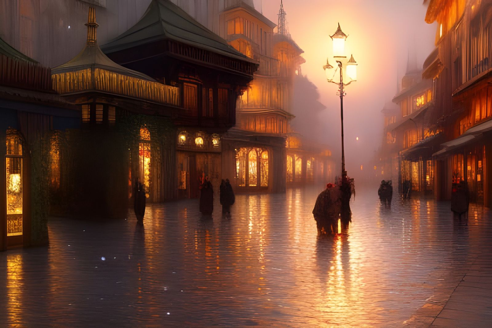 Rainy Dusk in Town (BackAndForthing Day, Work #2)