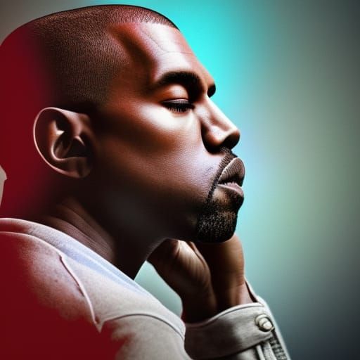 Hyperrealistic Portrait of Kanye West in Splash Art Style