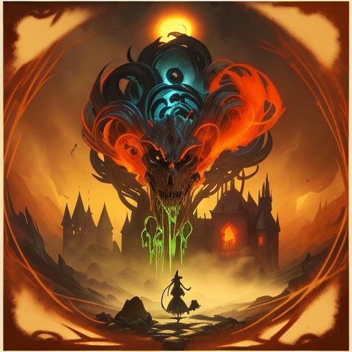 Mystical Witch Brewing Potion in Dark Fantasy Style