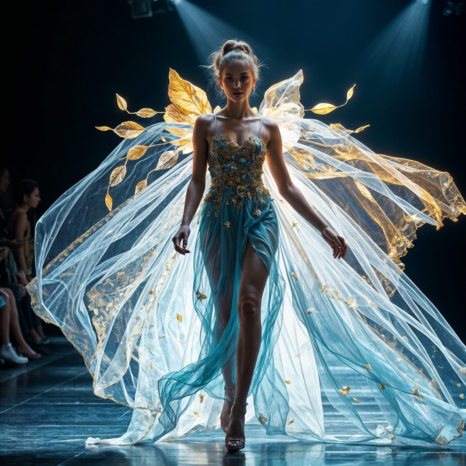 Enchanted Runway Goddess in Whimsical Elemental Fashion