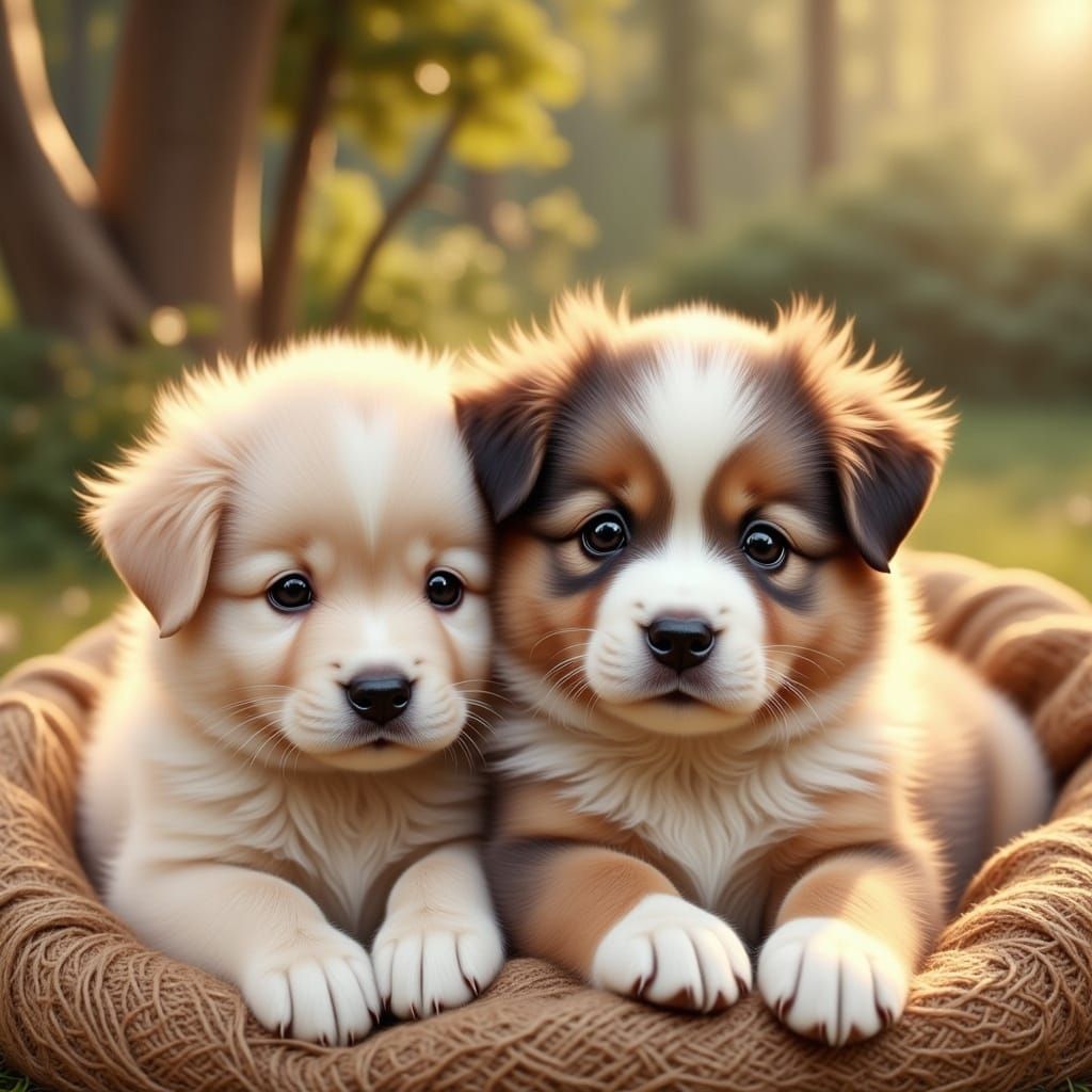 Cute Fluffy Puppies Generated by AI