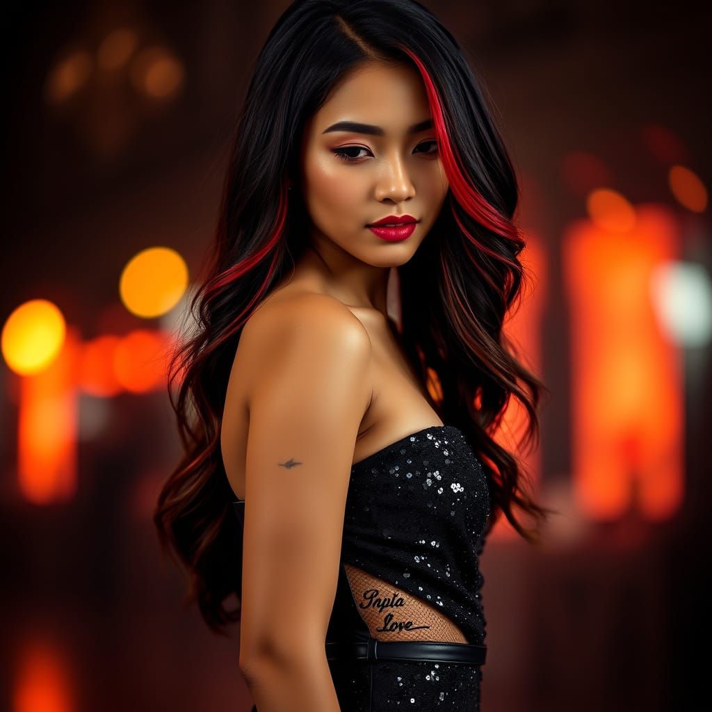 Filipina Woman in Sequined Gown Portrait