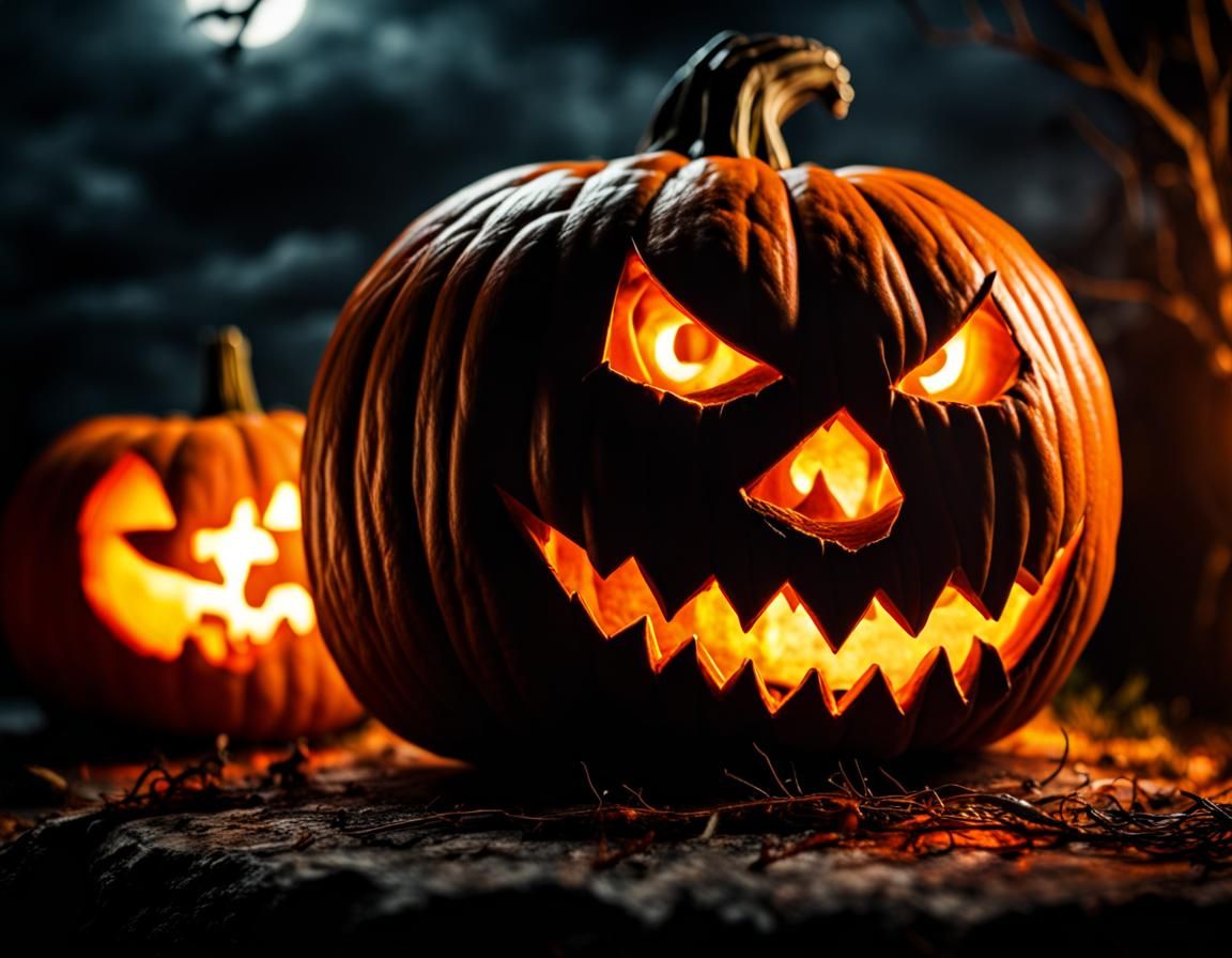 Hyperrealistic Evil Pumpkin for Halloween in HDR