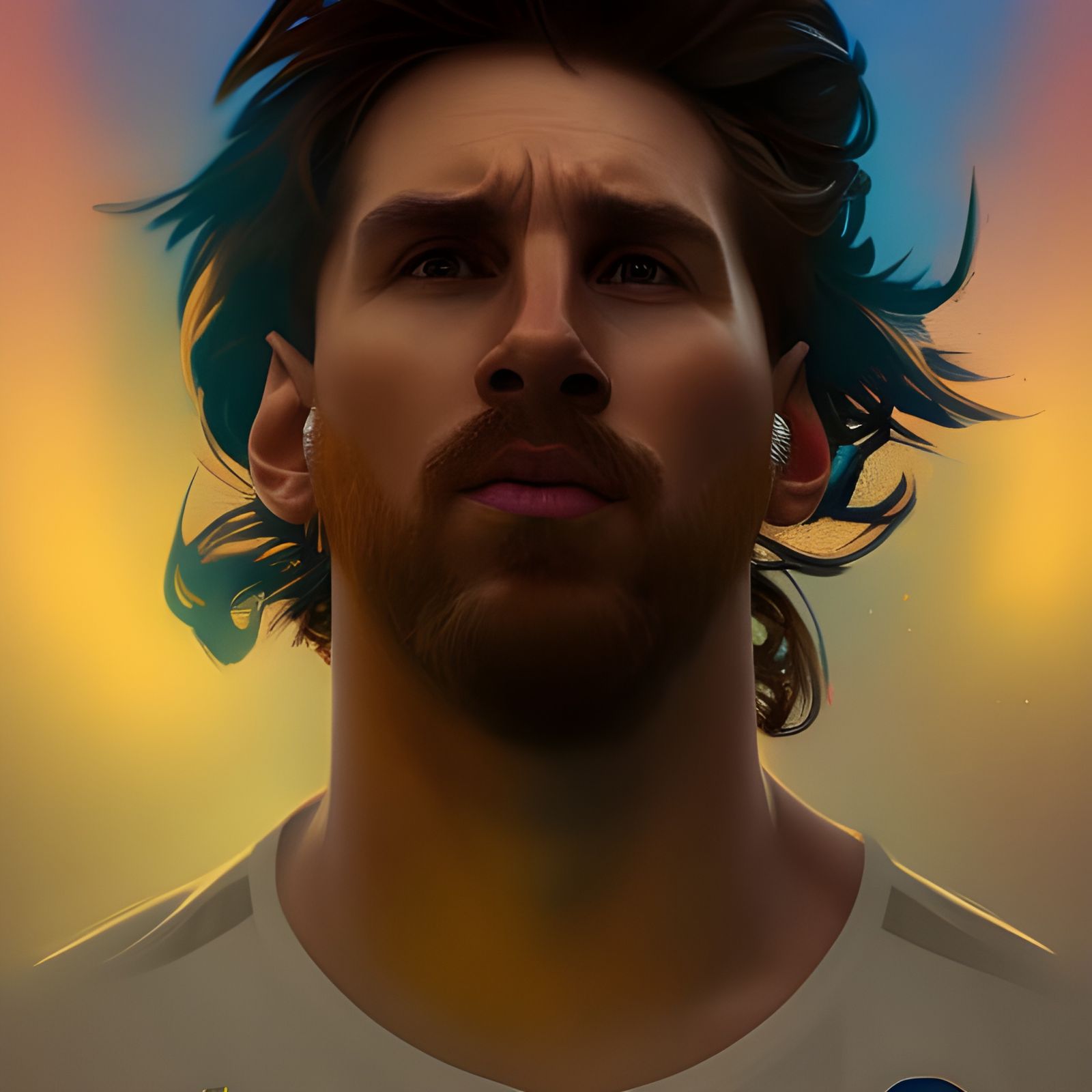 Messi Gold Cup Portrait in Hyperdetailed Style
