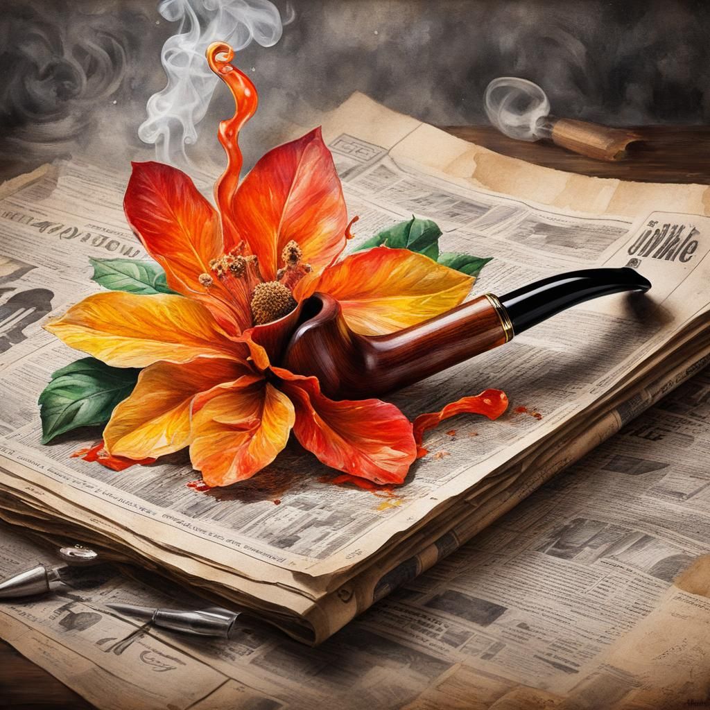 Pipe and Flower Still Life in Graffiti Art Style