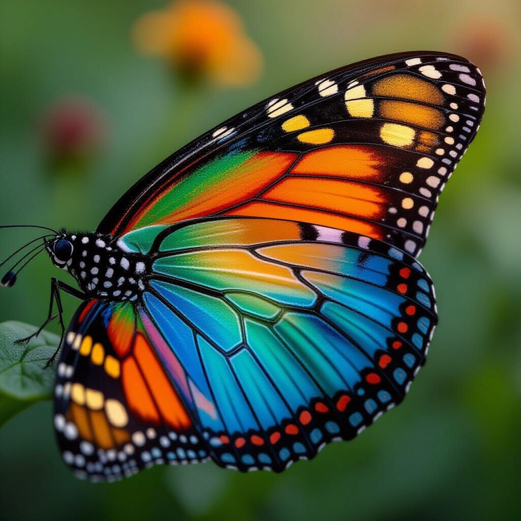 Macro Shot of Colorful Butterfly Wing
