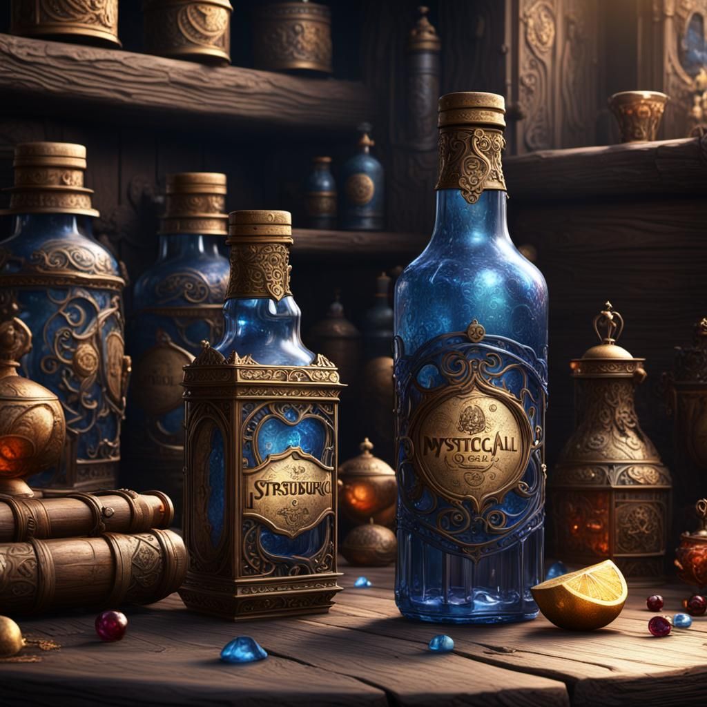Mystical Bottle in Strasbourg, 3D Hyperrealistic Painting
