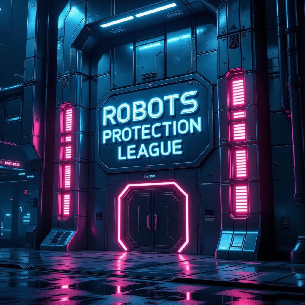 Robots Protection League Headquarters in Futuristic Style