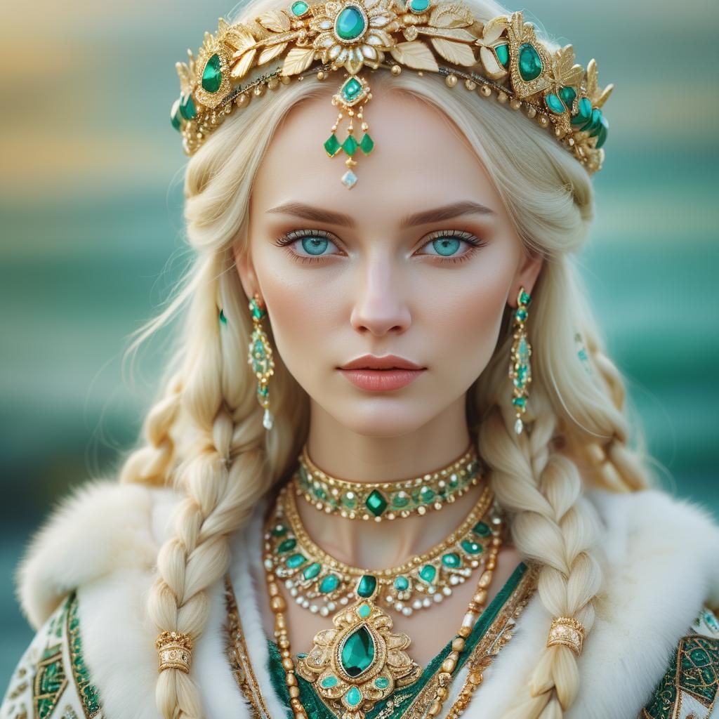 Angelic Russian Beauty in Traditional Slavic Clothing