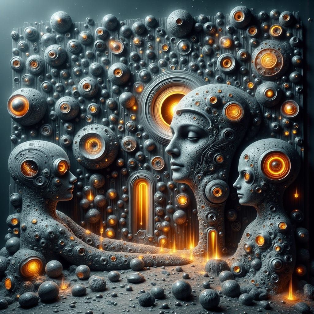 Ethereal Figure in Infinite Light and Shadow Play