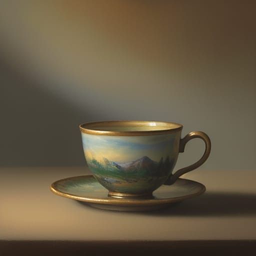 Golden Light on Ceramic: An Impressionist Oil Painting