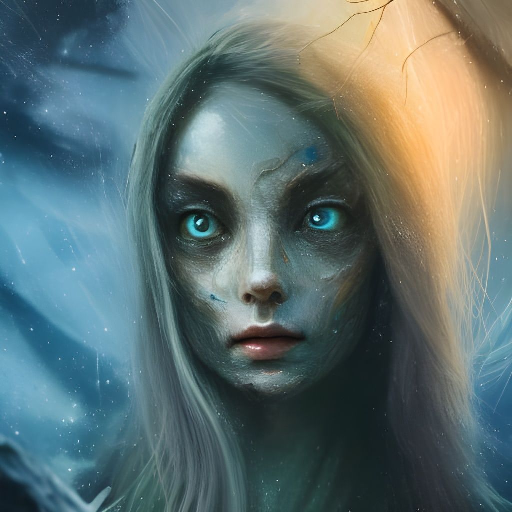 Elven Woman Portrait by Forest Stream, Hyperdetailed