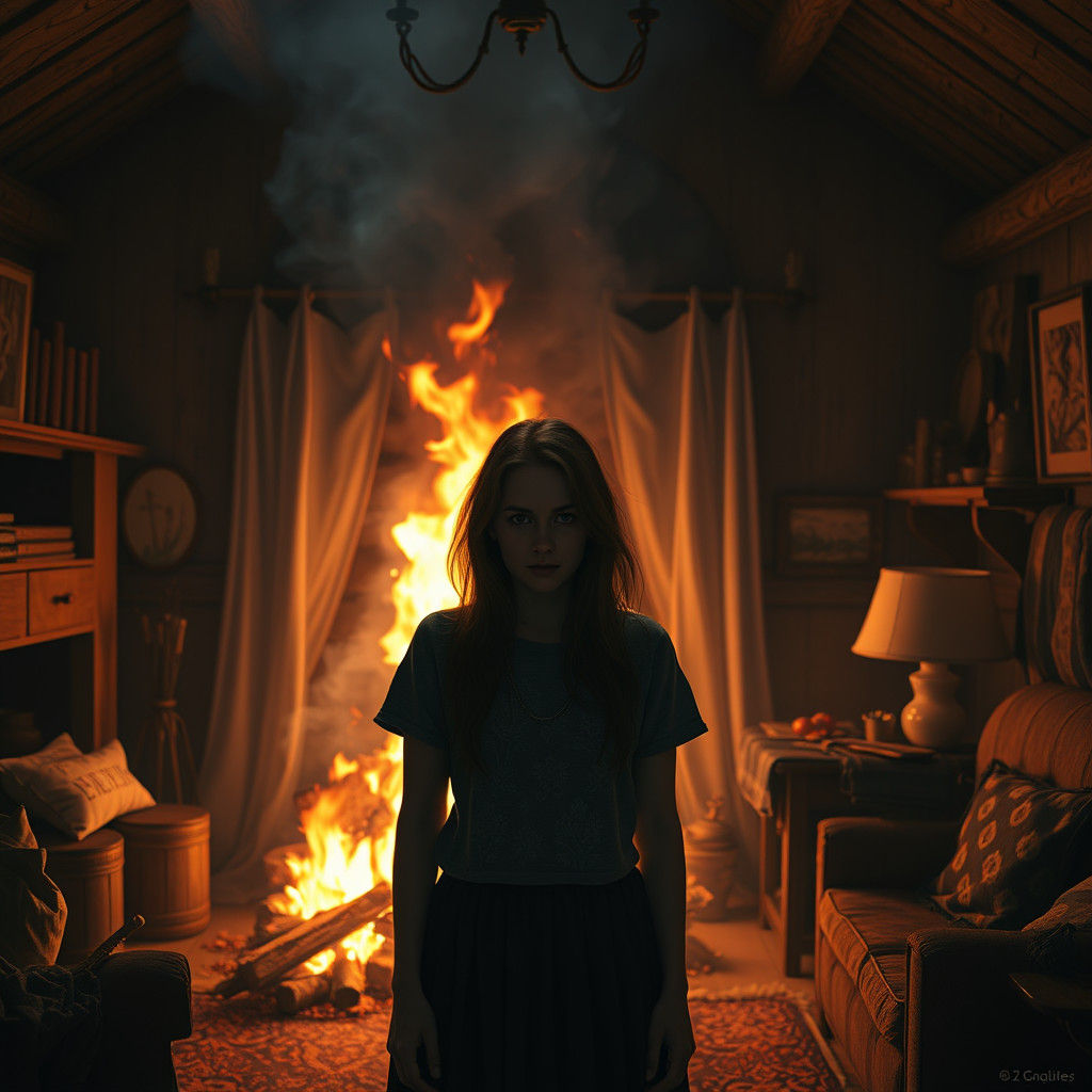 Cozy Room Fireplace Scene in Cell Shaded Art