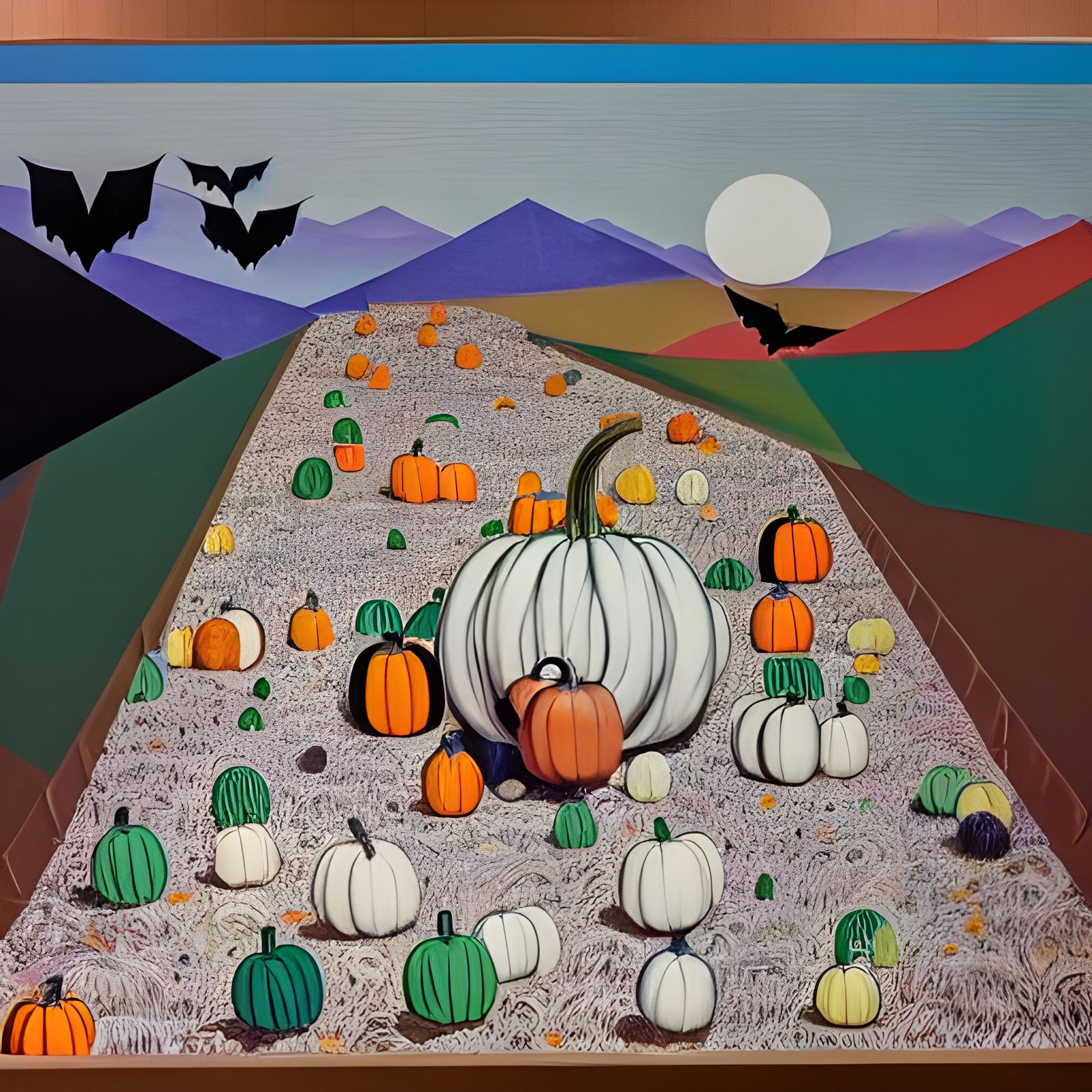 Surreal Paper Forest Dreamscape with Origami Birds